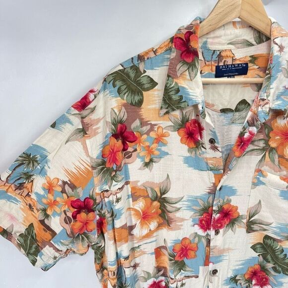 Hathaway Mens Button Down Shirt Tropical Hawaiian Classic Beach Multicolor XL - Picture 8 of 11
